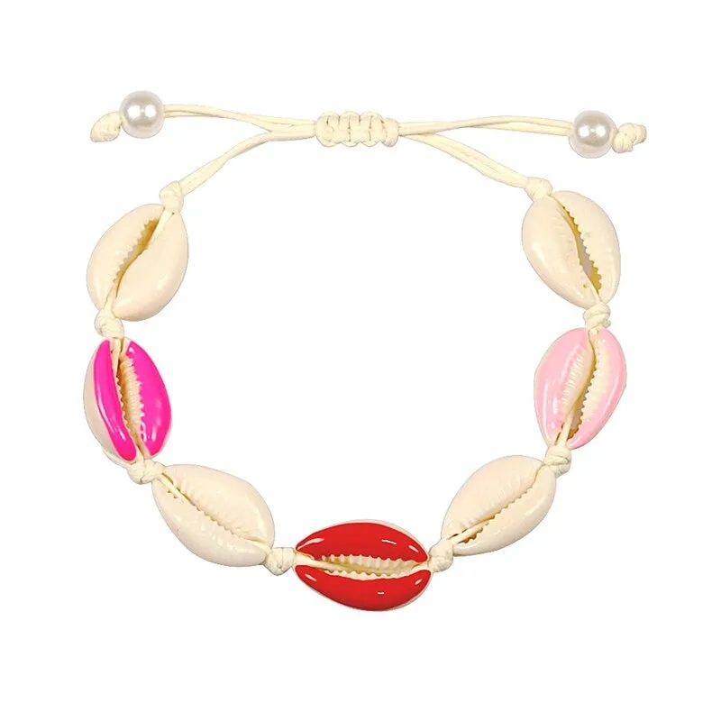 Colorful Printed Shell Conch Adjustable Summer Beach Bracelets