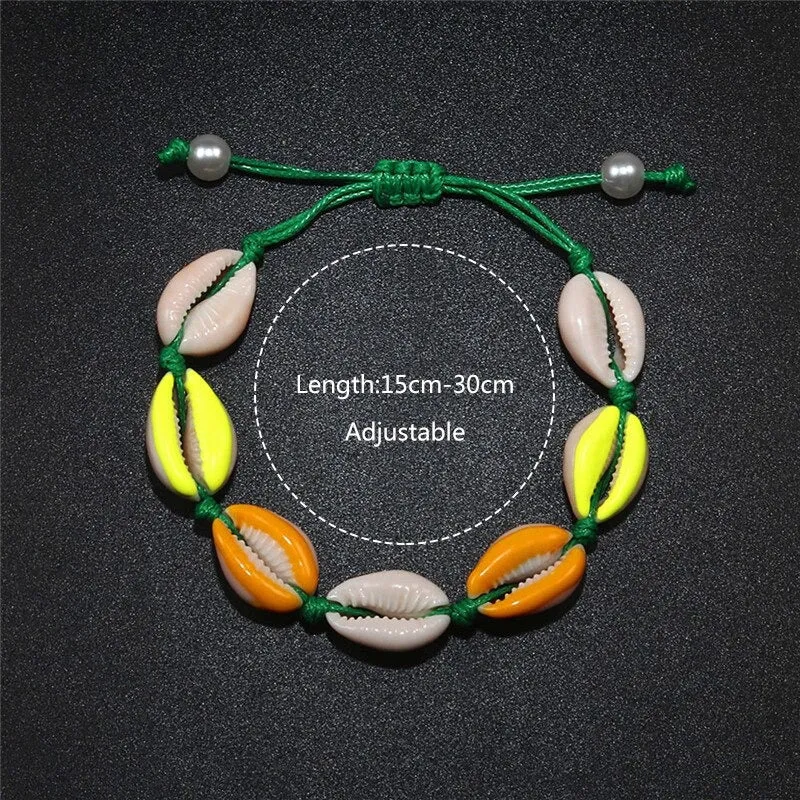 Colorful Printed Shell Conch Adjustable Summer Beach Bracelets