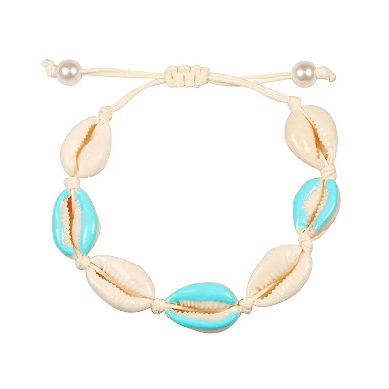 Colorful Printed Shell Conch Adjustable Summer Beach Bracelets