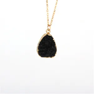 Colorful Round Drusy Stone Quartz Crystal Pendants for Women