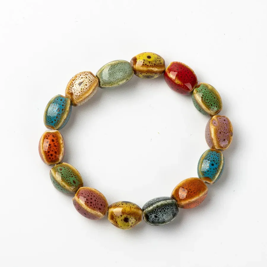 Colorful Unique Ceramic beads bracelets hand made DIY Artware Retro bracelet