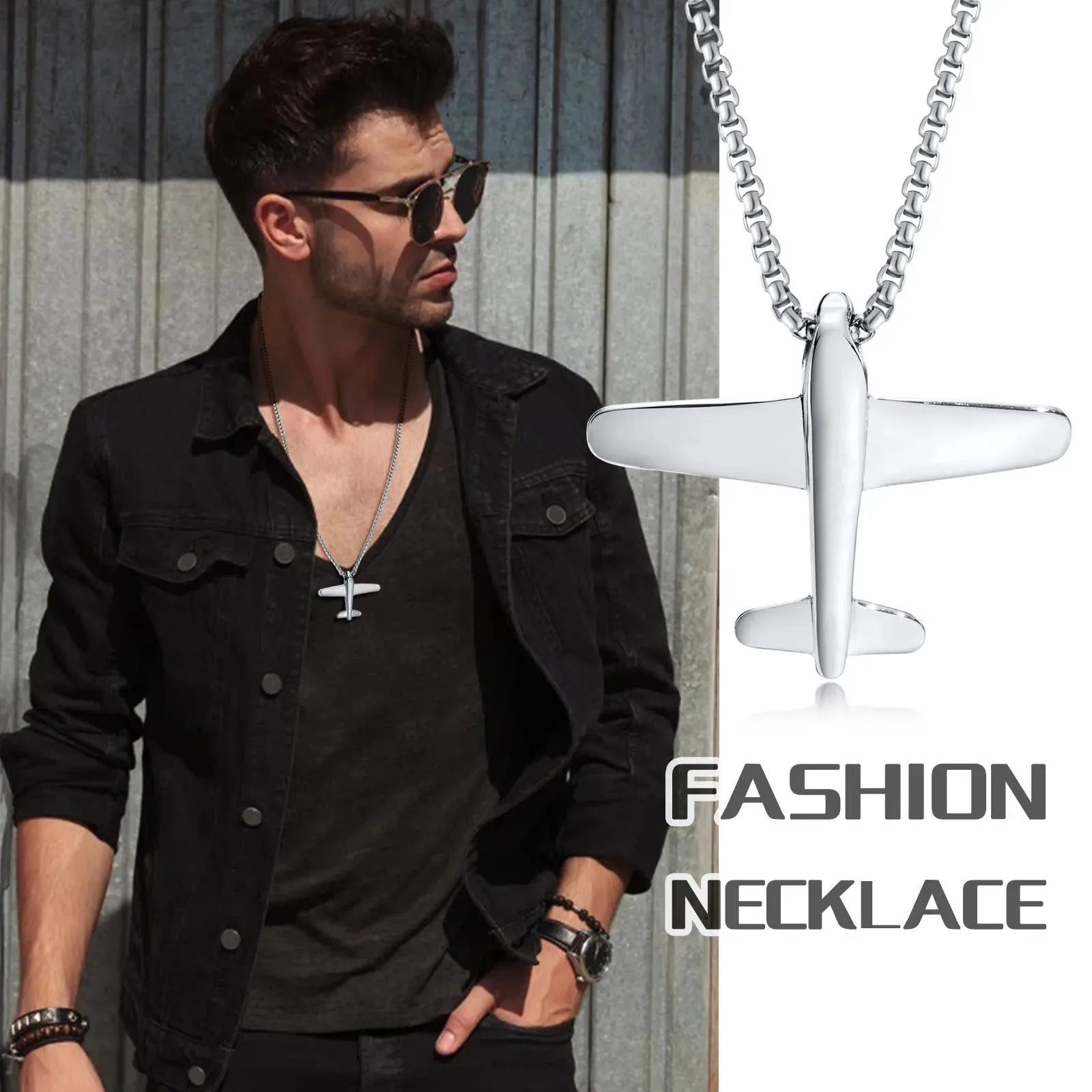 Cool Fashion Plane Pendant Necklaces for Men