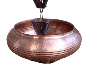 Copper Rotund Garden Rain Chain Anchoring Basin Handcrafted Pure Copper Planter Bowl