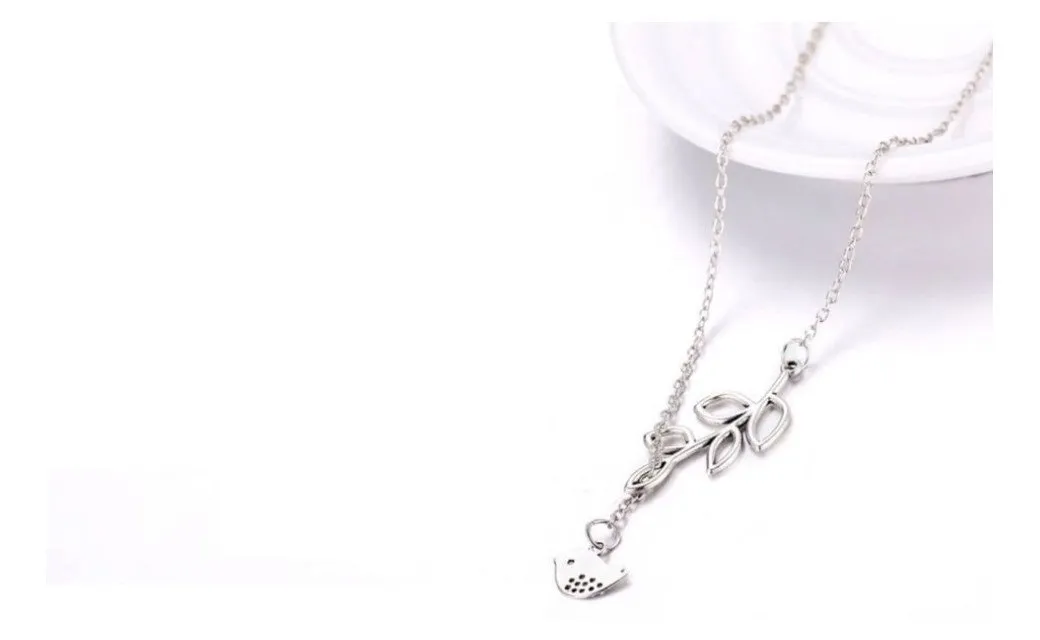 Corss Jewelry Leaves Bird Pendant Necklace