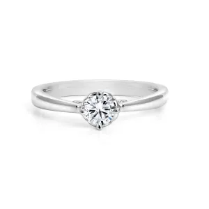 CR-R33642 Canadian Diamond 14K White Gold Delicate Flower Solitaire Engagement Ring