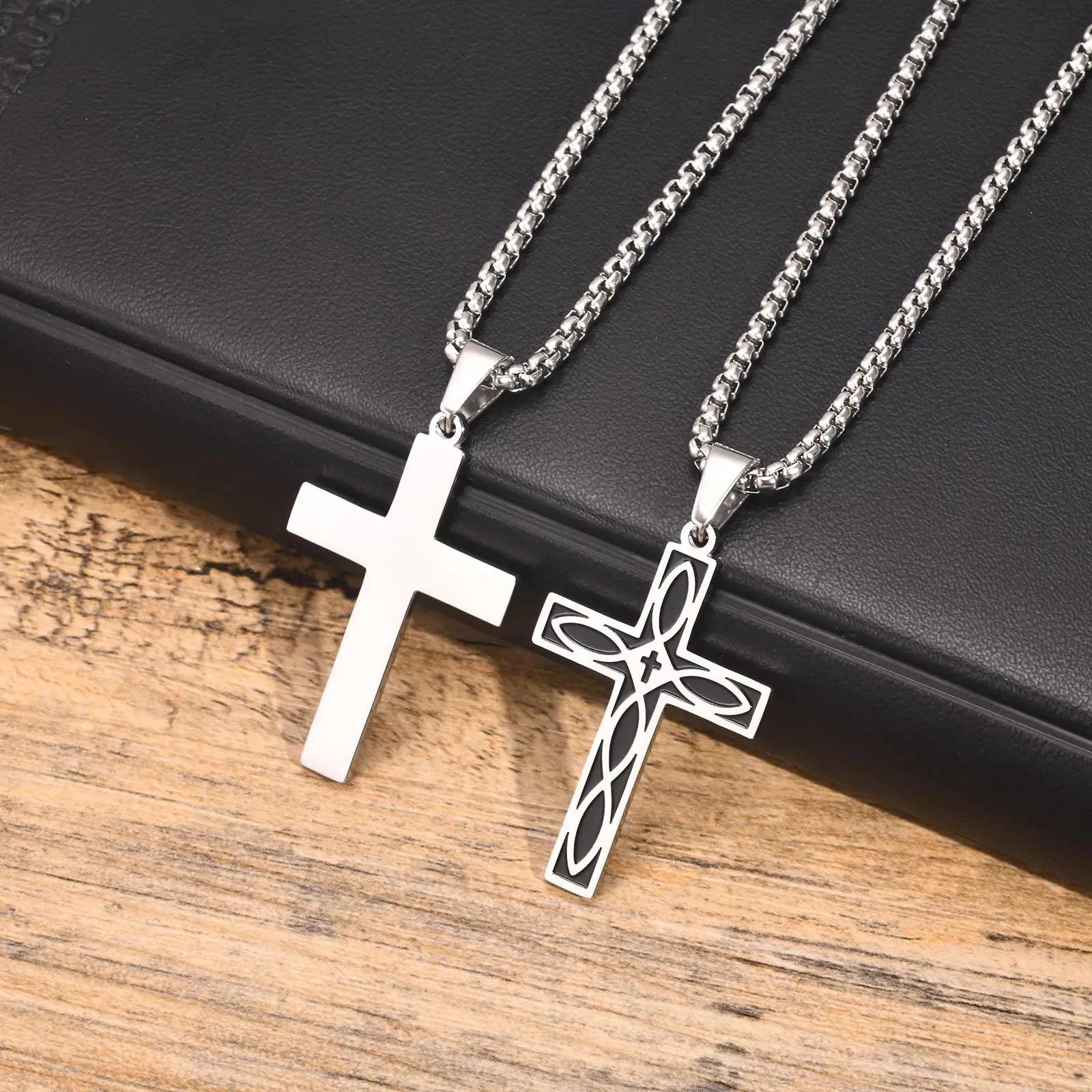 Cross Celtic Knot Necklaces for Men Boys,Rock Punk Staninless steel Collar
