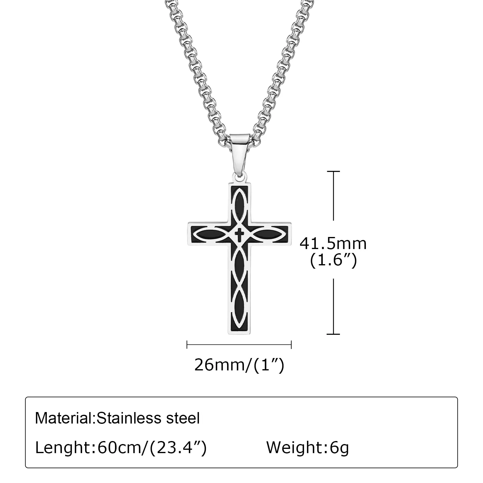 Cross Celtic Knot Necklaces for Men Boys,Rock Punk Staninless steel Collar