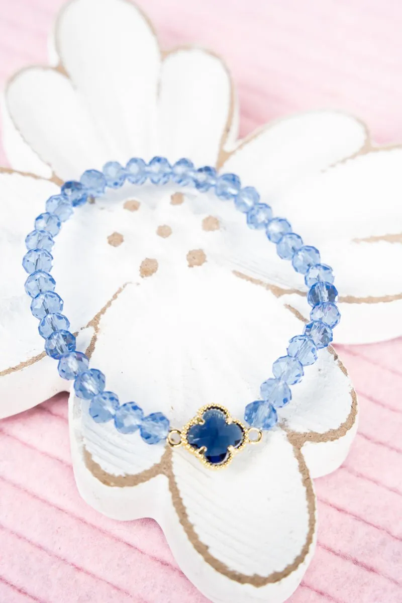 Crystal Avenue Kyla Clover Blue Beaded Bracelet