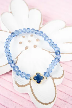 Crystal Avenue Kyla Clover Blue Beaded Bracelet