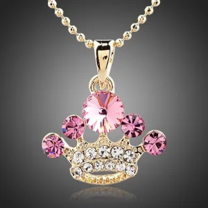 Crystal Pink Crown Necklace