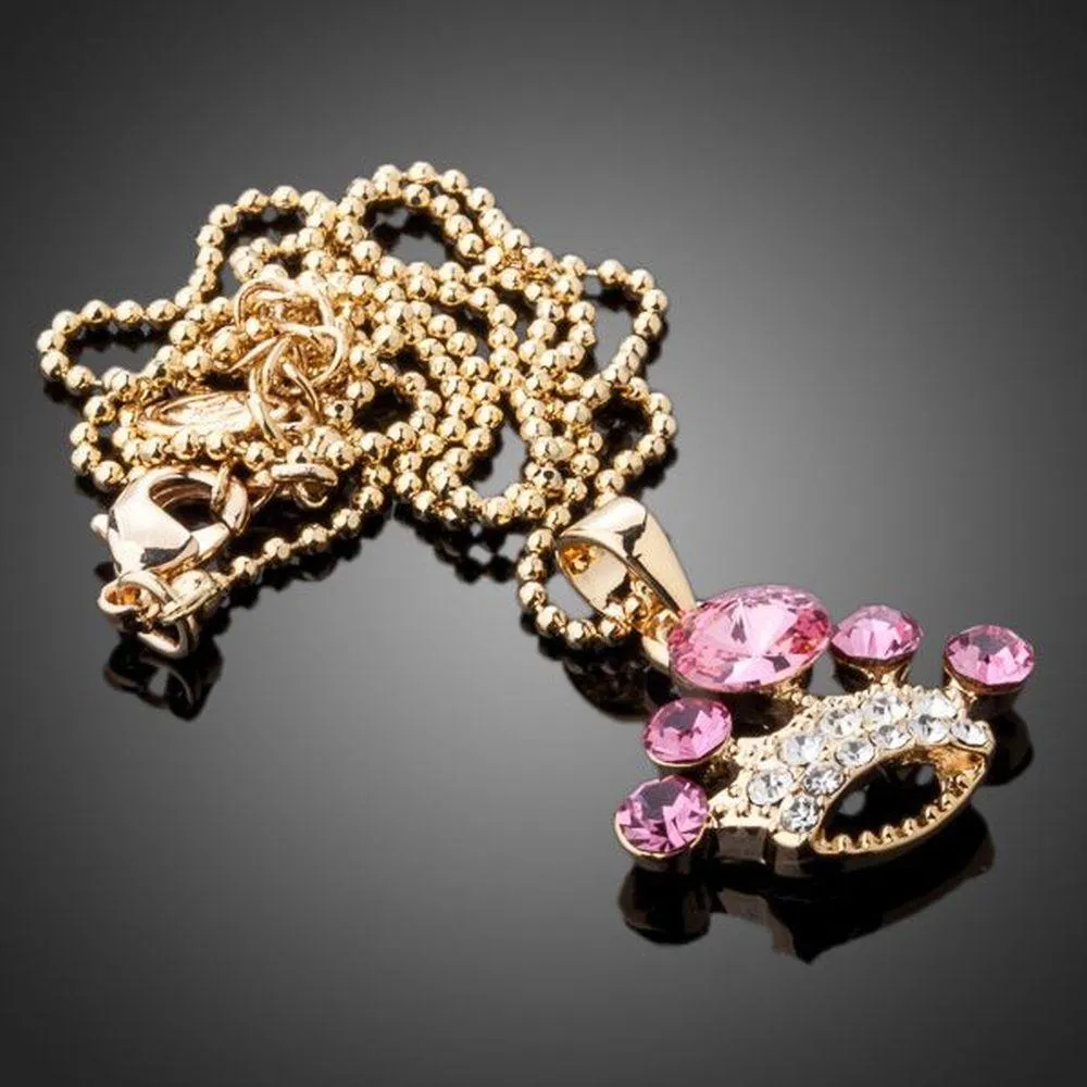 Crystal Pink Crown Necklace