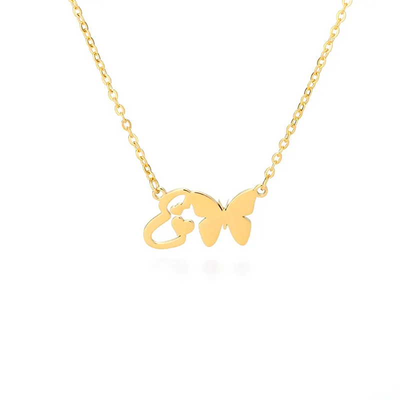 Cute Letter Butterfly Heart Necklace For Women