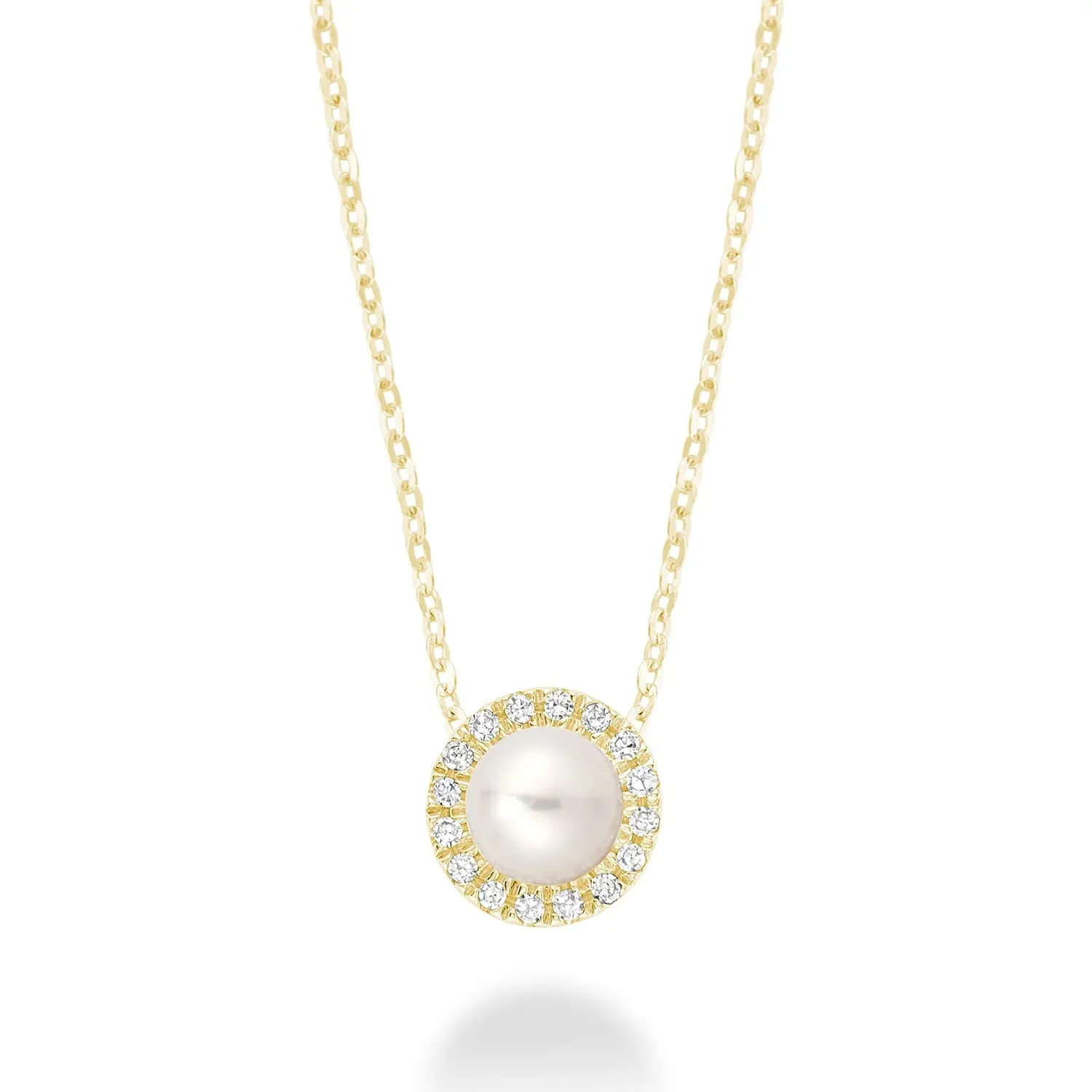 Dainty Diamond and Pearl Pendant