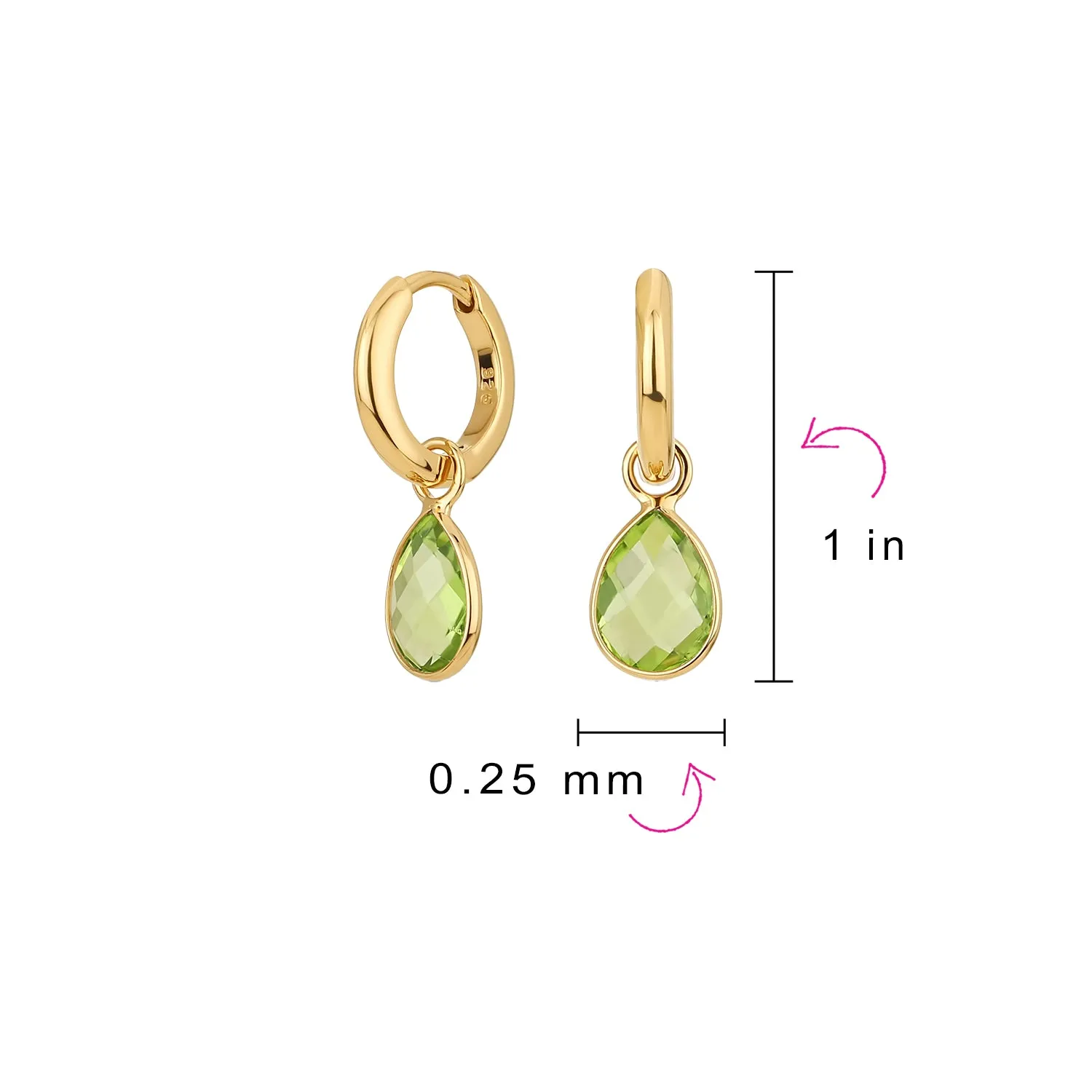 Dainty Natural Aquamarine Teardrop Huggie Drop Earrings .925 Sterling Silver