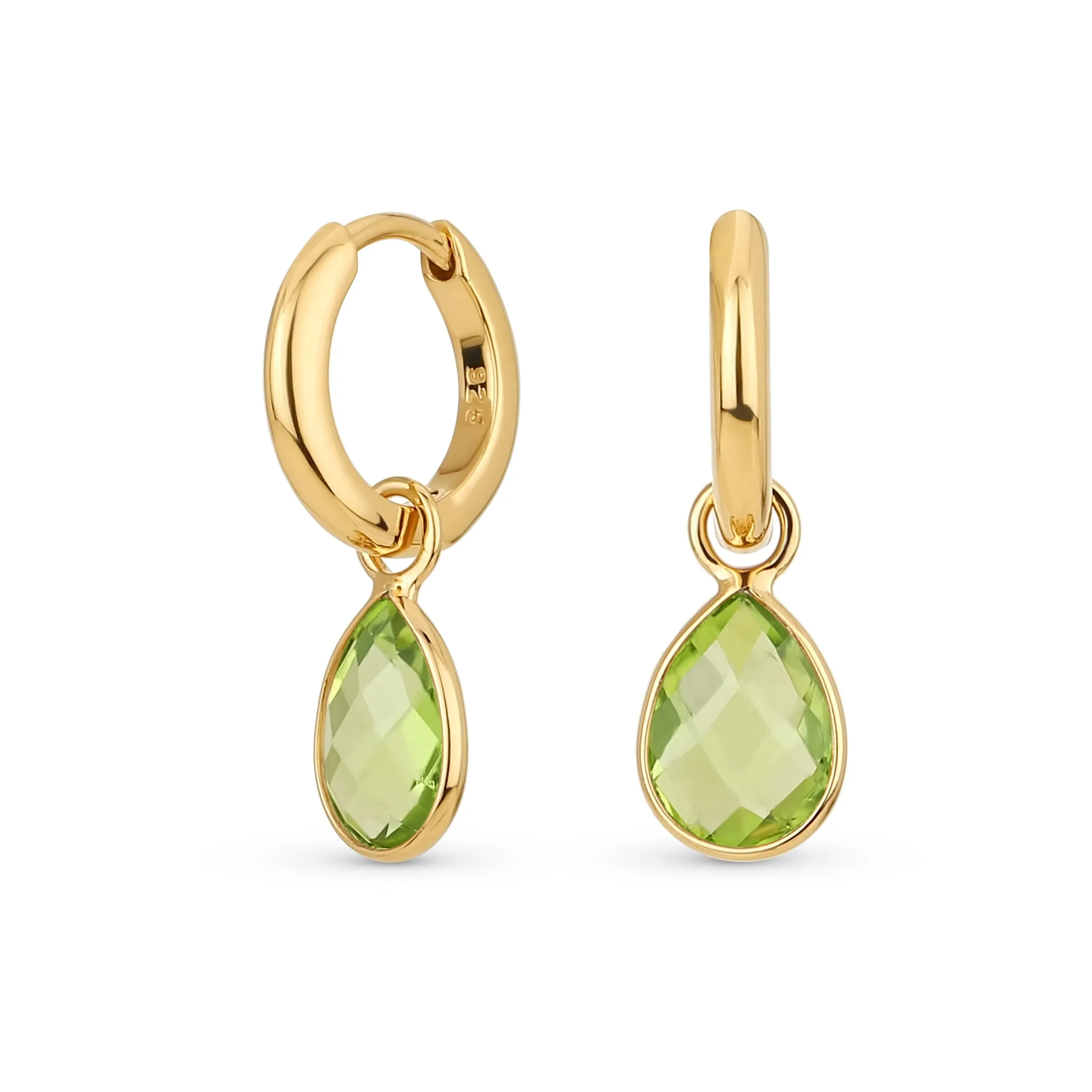 Dainty Natural Aquamarine Teardrop Huggie Drop Earrings .925 Sterling Silver