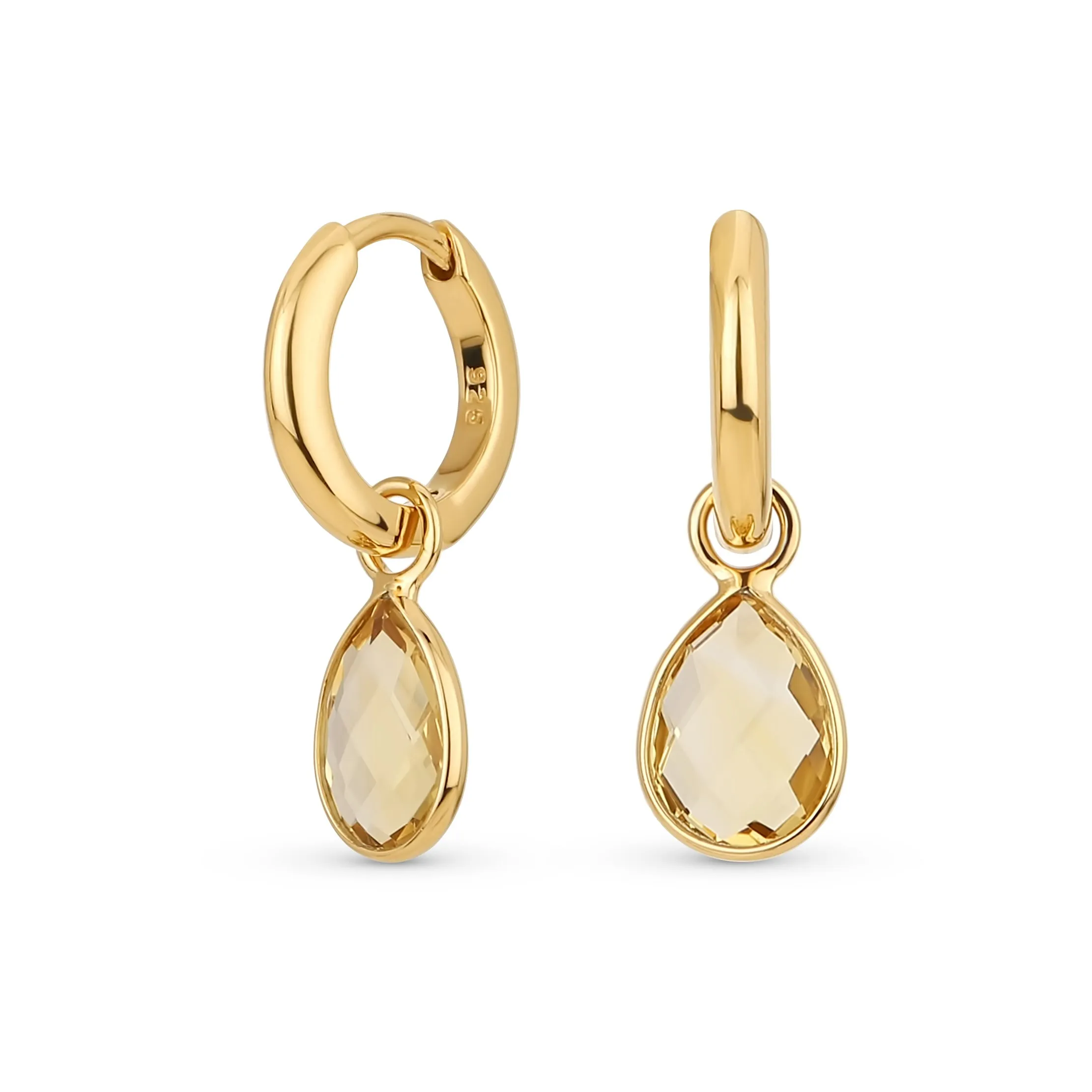 Dainty Natural Aquamarine Teardrop Huggie Drop Earrings .925 Sterling Silver