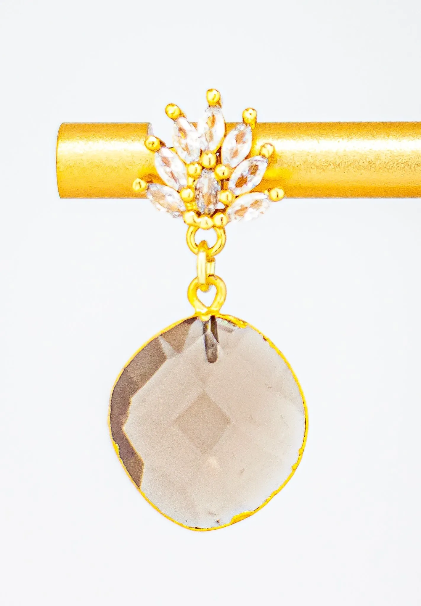 Dainty Smokey Quartz Drop Earrings with Cubic Zirconia Accents: Timeless Smokey Quartz Earrings
