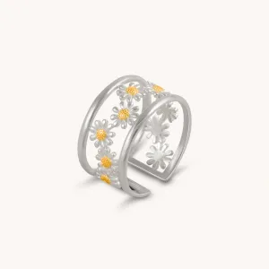 Daisy Silver Adjustable Ring