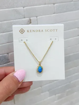 Daphne Gold Framed Pendant Necklace Bright Blue Opal