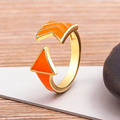Delicate Aesthetic Enamel Open Rings For Women