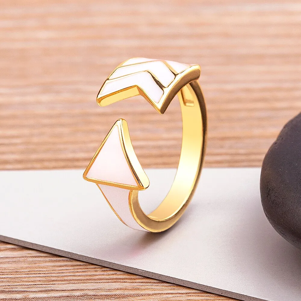 Delicate Aesthetic Enamel Open Rings For Women