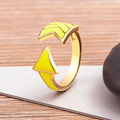 Delicate Aesthetic Enamel Open Rings For Women