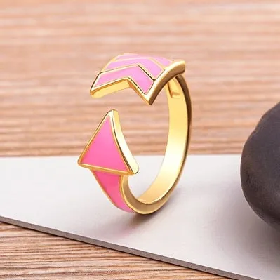 Delicate Aesthetic Enamel Open Rings For Women