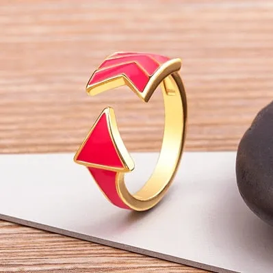 Delicate Aesthetic Enamel Open Rings For Women