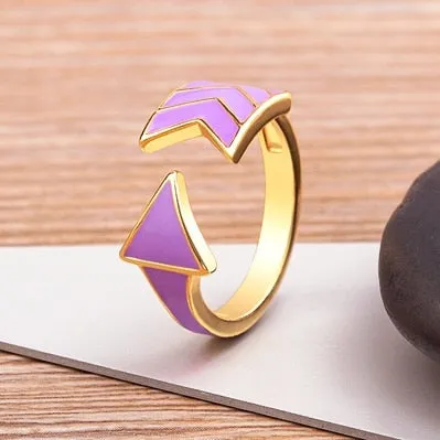 Delicate Aesthetic Enamel Open Rings For Women