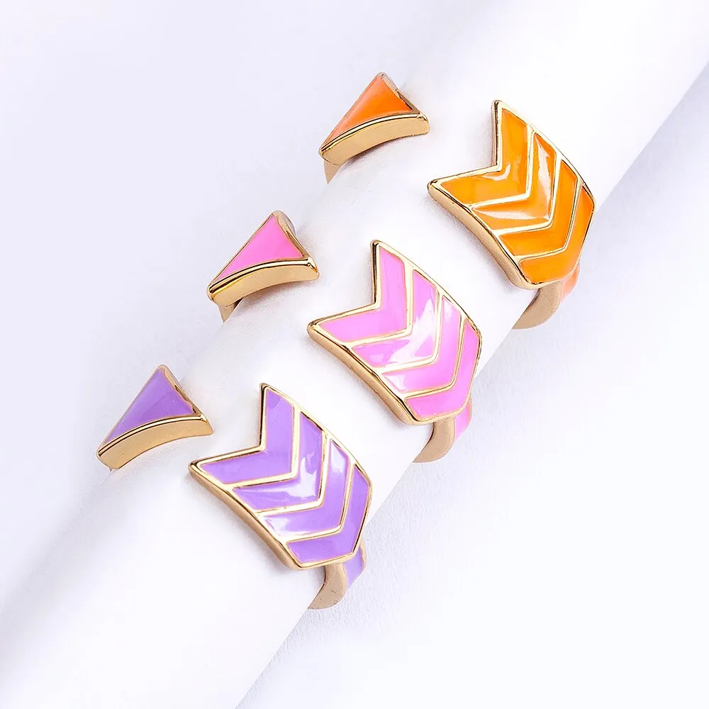 Delicate Aesthetic Enamel Open Rings For Women