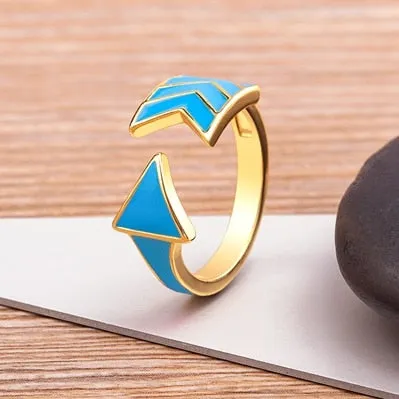 Delicate Aesthetic Enamel Open Rings For Women