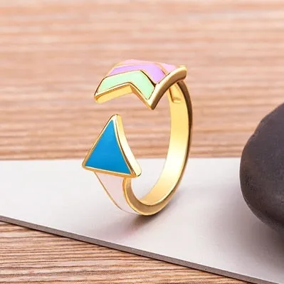 Delicate Aesthetic Enamel Open Rings For Women