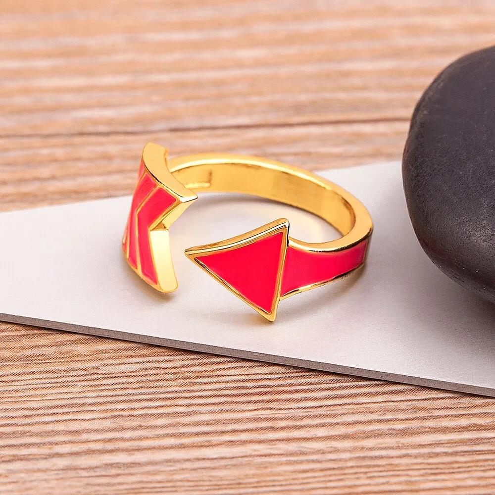 Delicate Aesthetic Enamel Open Rings For Women