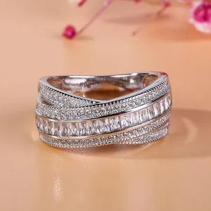 Delicate Cross Noble Micro Paved AAA CZ Trendy Ring