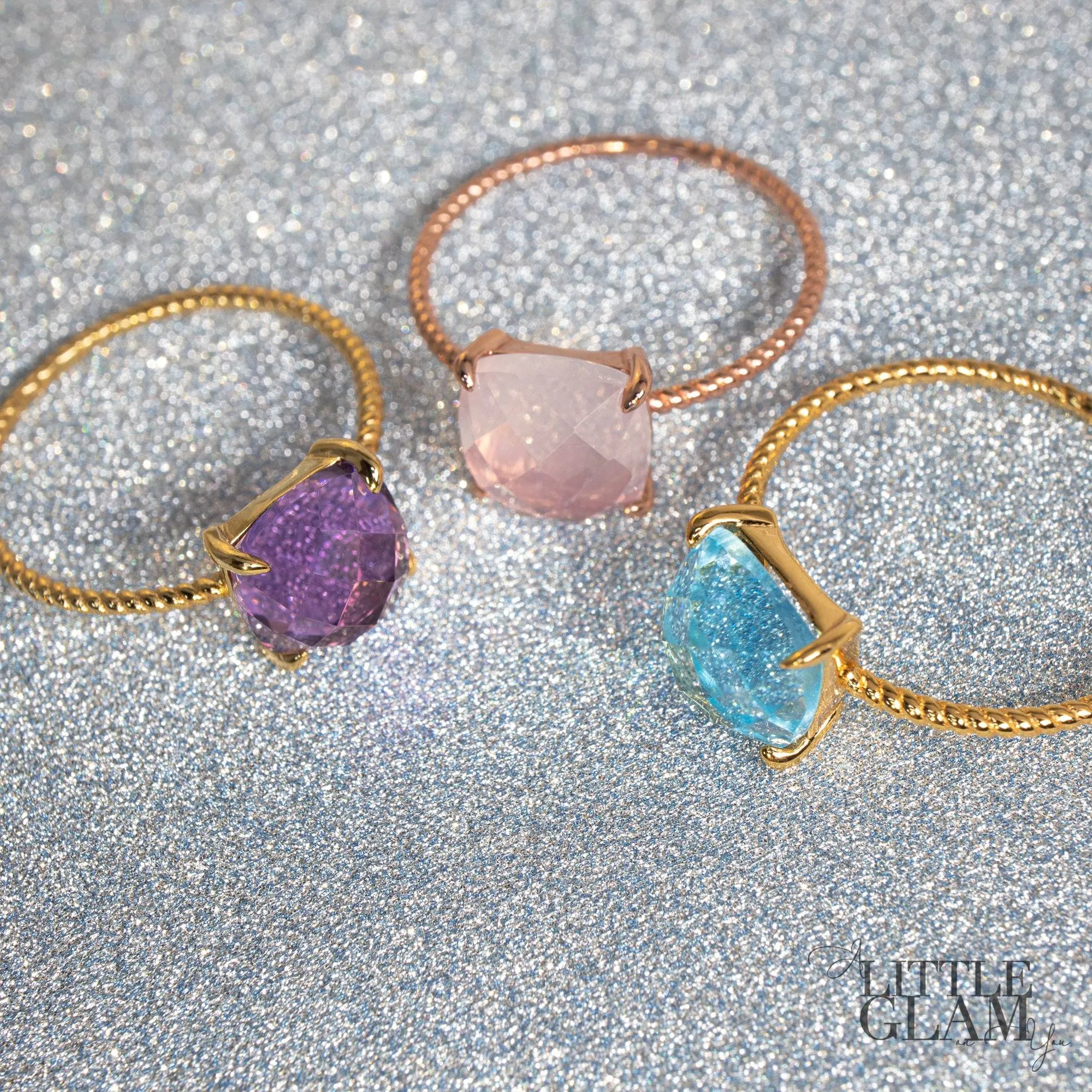 Delicate Cushion Rose Quartz Ring
