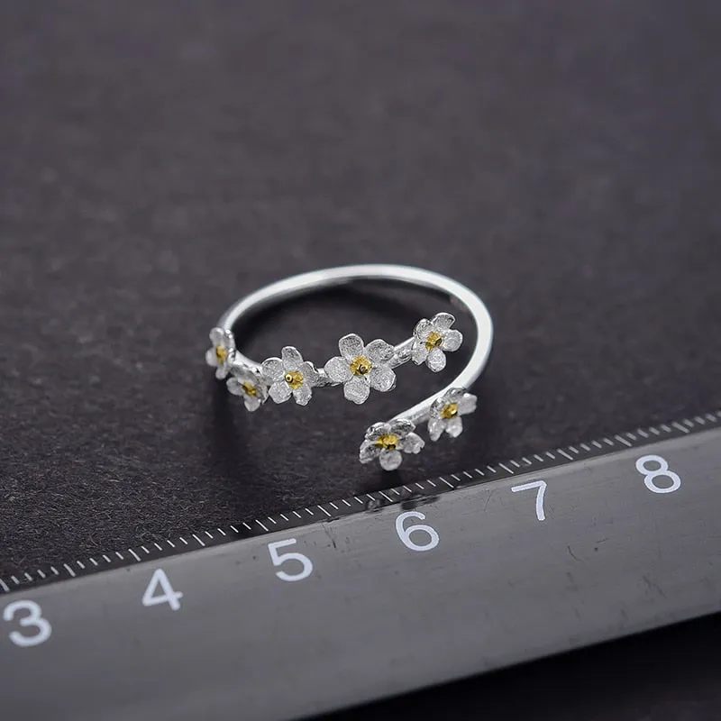 Delicate Forget-me-not Flower Adjustable Rings for Women