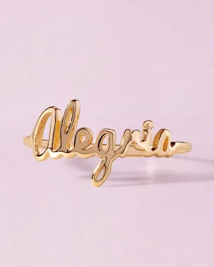 Delicate Gold Wire Name Ring