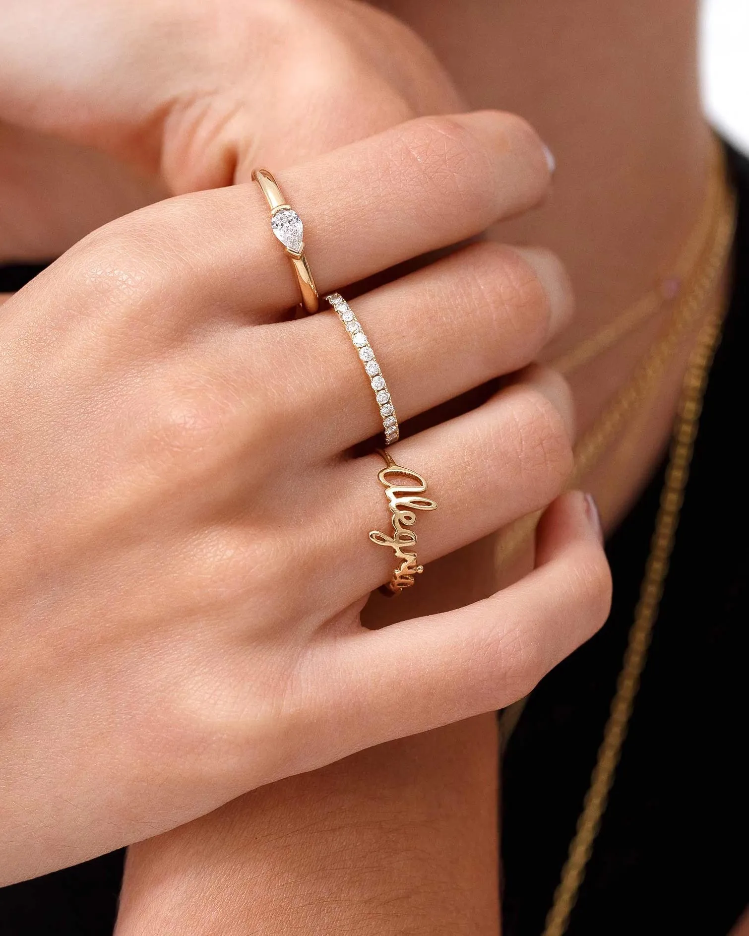 Delicate Gold Wire Name Ring