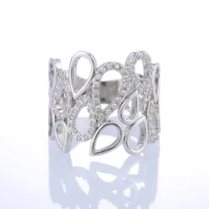 Delicate Hollow Out Water Drop Shape AAA Zircon Ring