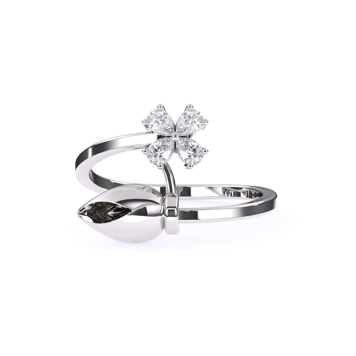 Delicate Pear Diamond Floret Open Band in Rose Gold