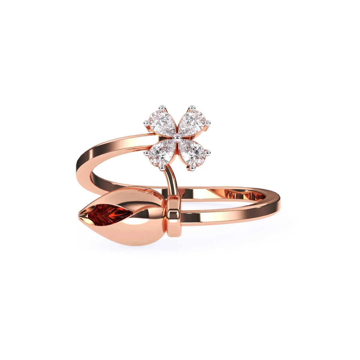 Delicate Pear Diamond Floret Open Band in Rose Gold