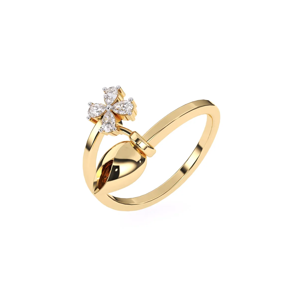 Delicate Pear Diamond Floret Open Band in Rose Gold