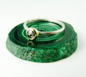 Delicate Rose Cut Salt & Pepper Diamond Ring
