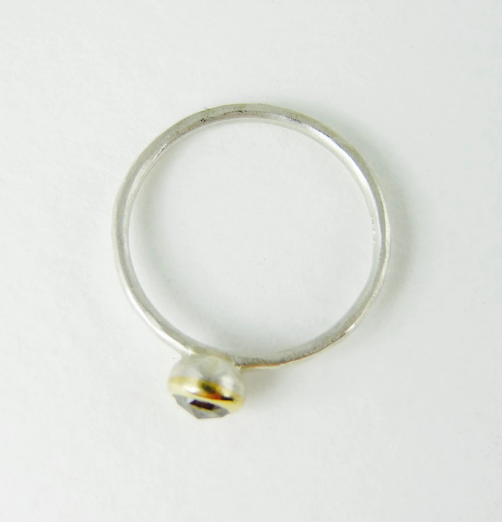 Delicate Rose Cut Salt & Pepper Diamond Ring