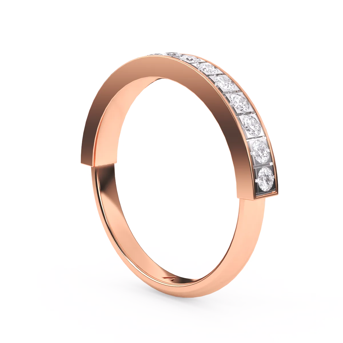 Delicate Two Tone Round Diamond Band For Her