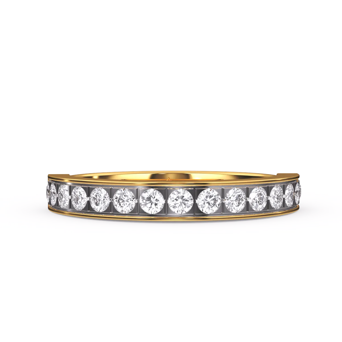 Delicate Two Tone Round Diamond Band For Her