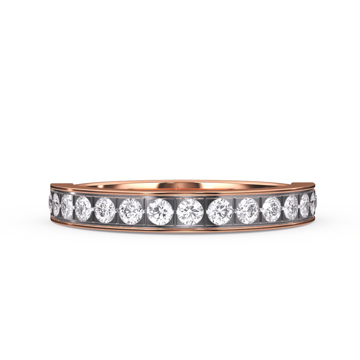Delicate Two Tone Round Diamond Band For Her