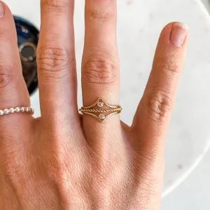 Diamond Chevron Dainty Stacker Ring