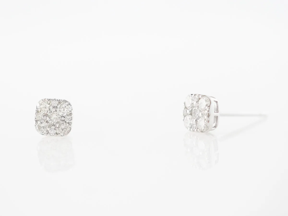 Diamond Cluster Earrings in 14k White Gold