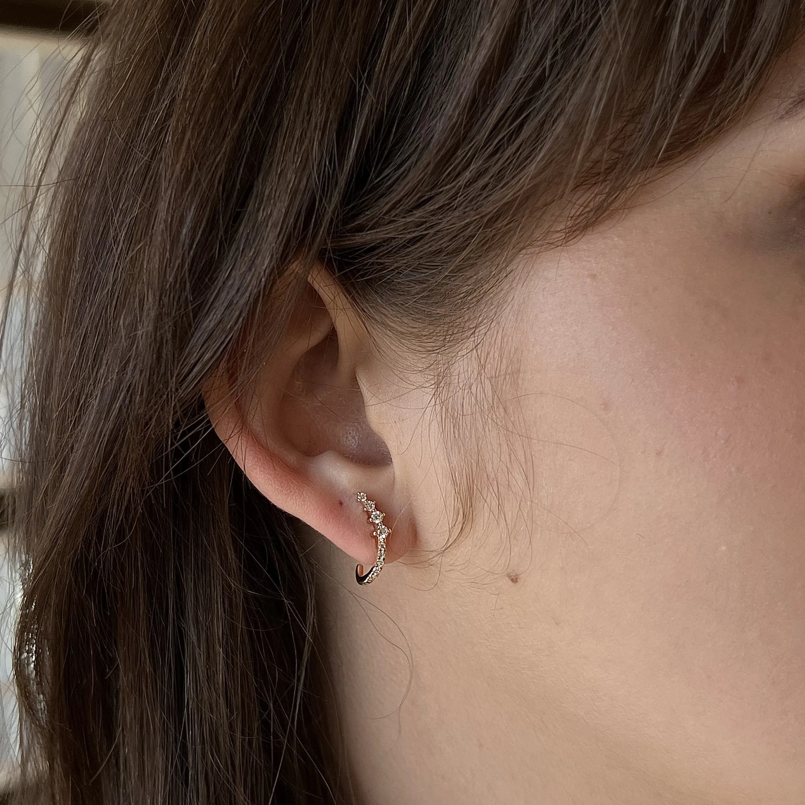 Diamond Hook Stud Earrings in 18k Yellow Gold